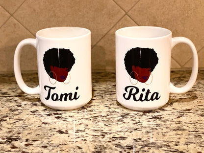 Black Woman with hoops 15 oz mug