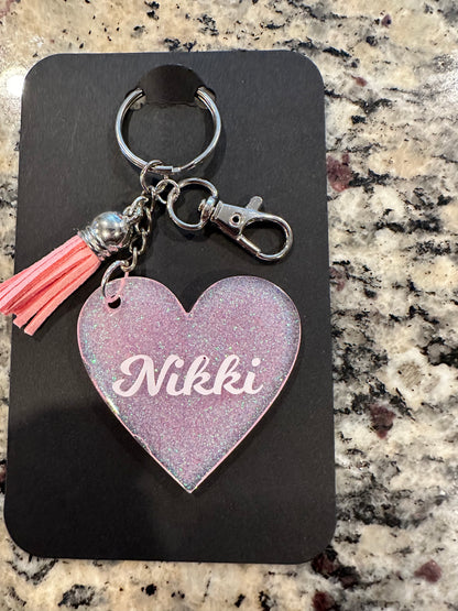 Glitter heart keychain