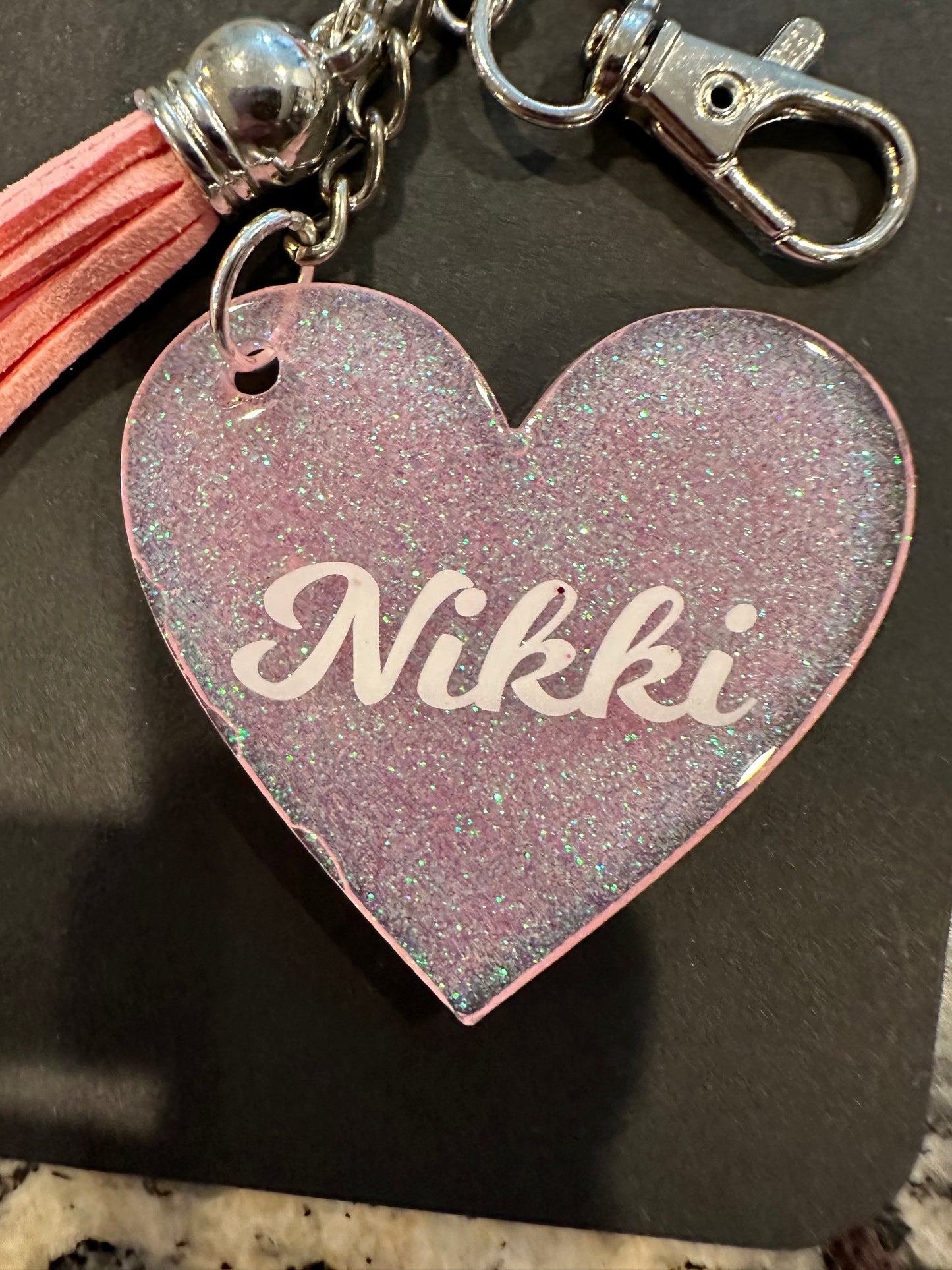 Glitter heart keychain