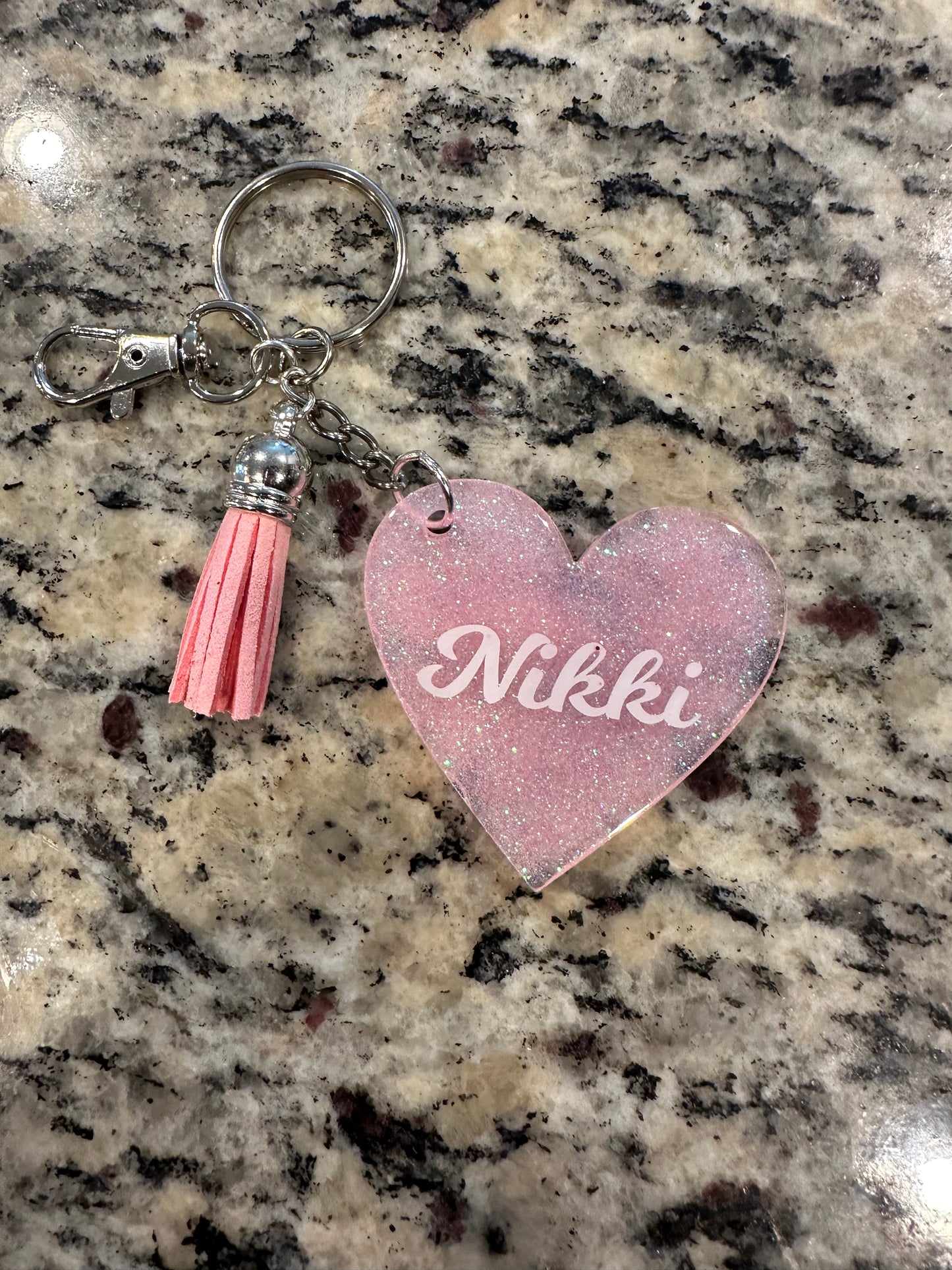 Glitter heart keychain