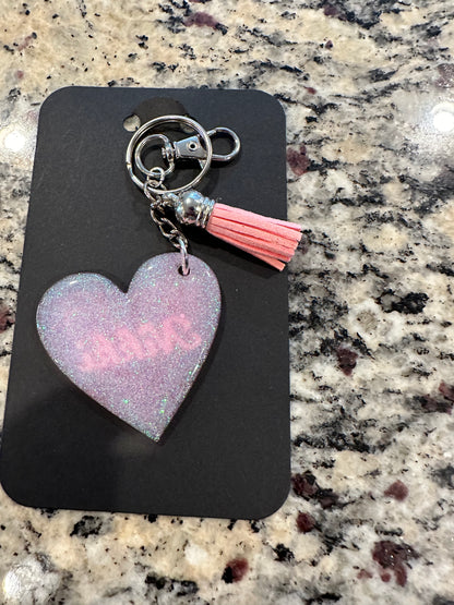 Glitter heart keychain