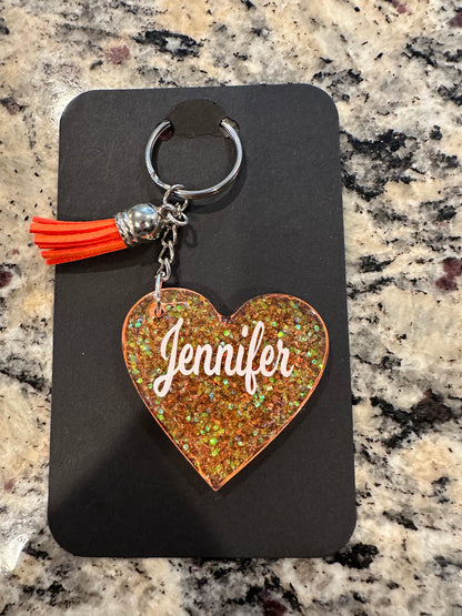 Glitter heart keychain