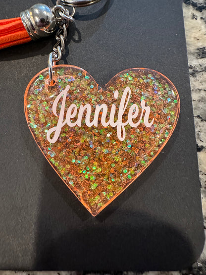 Glitter heart keychain