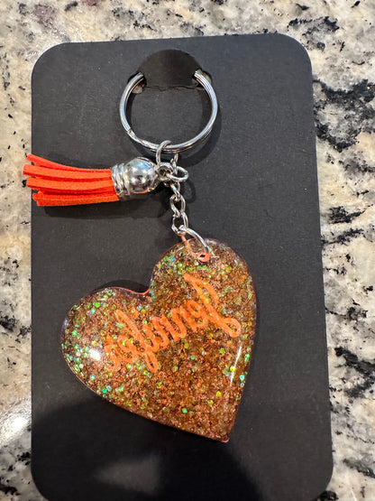 Glitter heart keychain