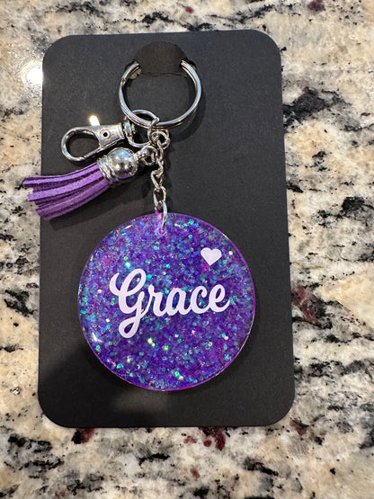 Glitter heart keychain