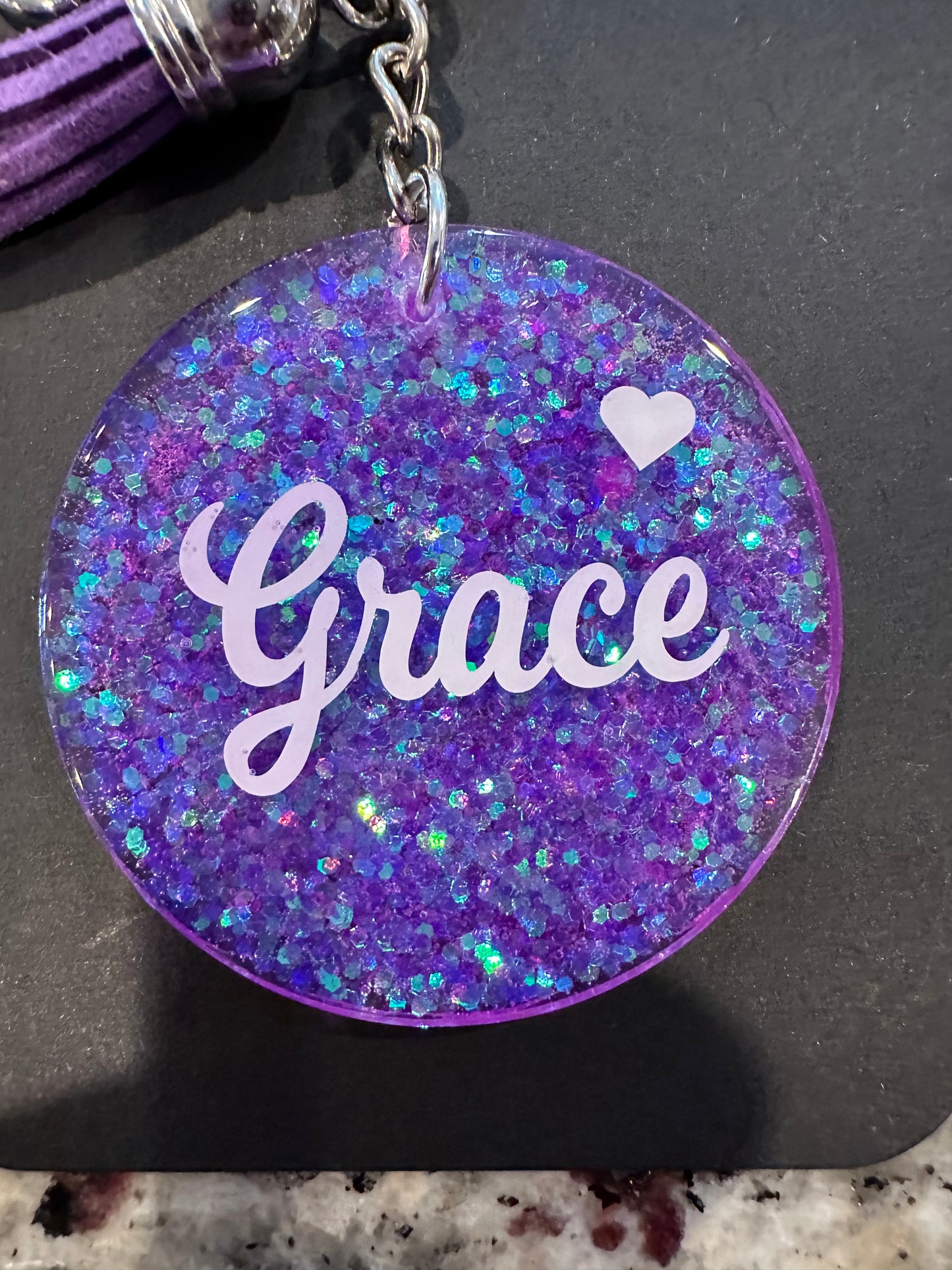 Glitter heart keychain