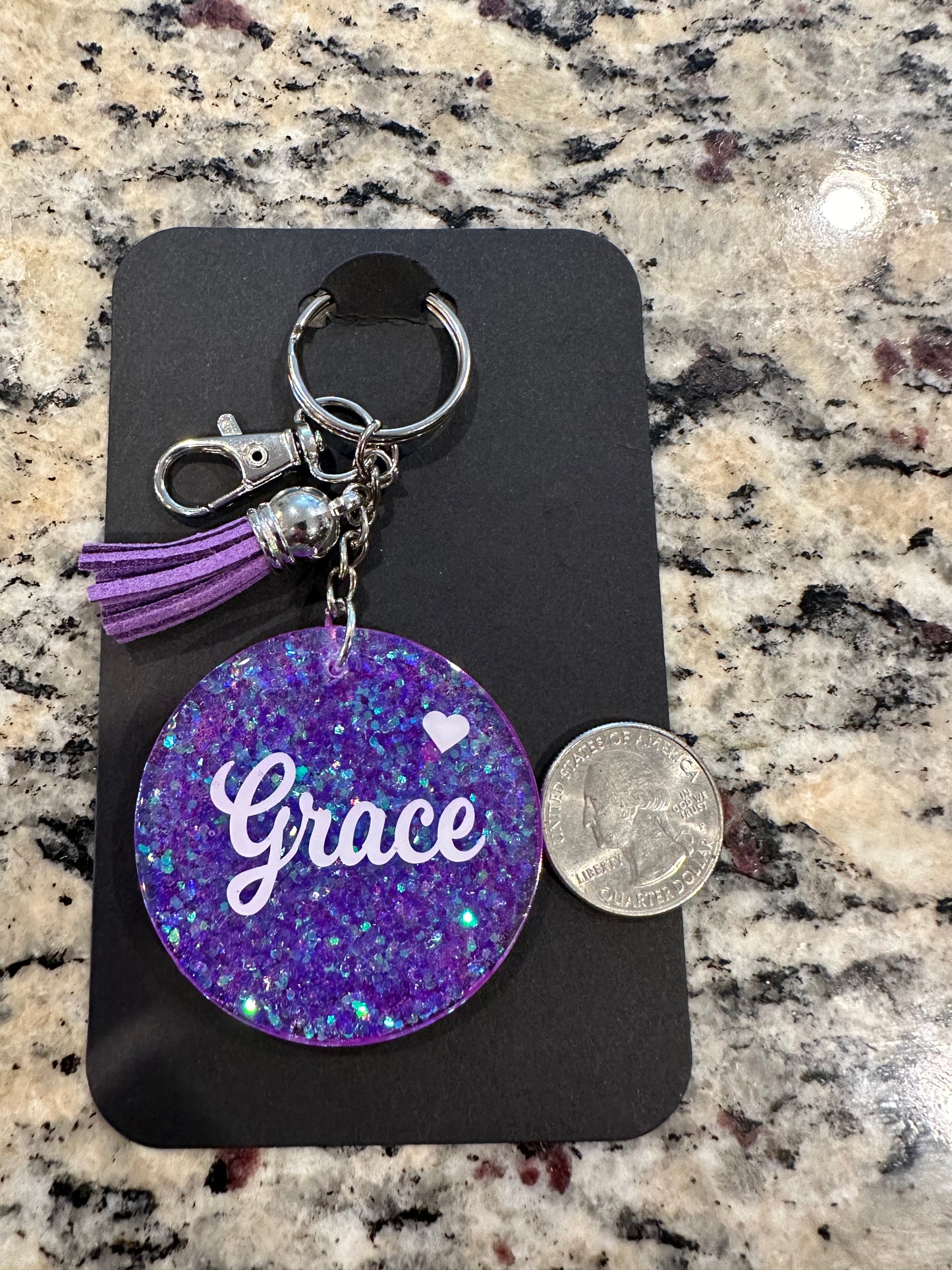 Glitter heart keychain