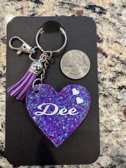 Glitter heart keychain