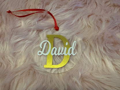 Name with initial acrylic ornament