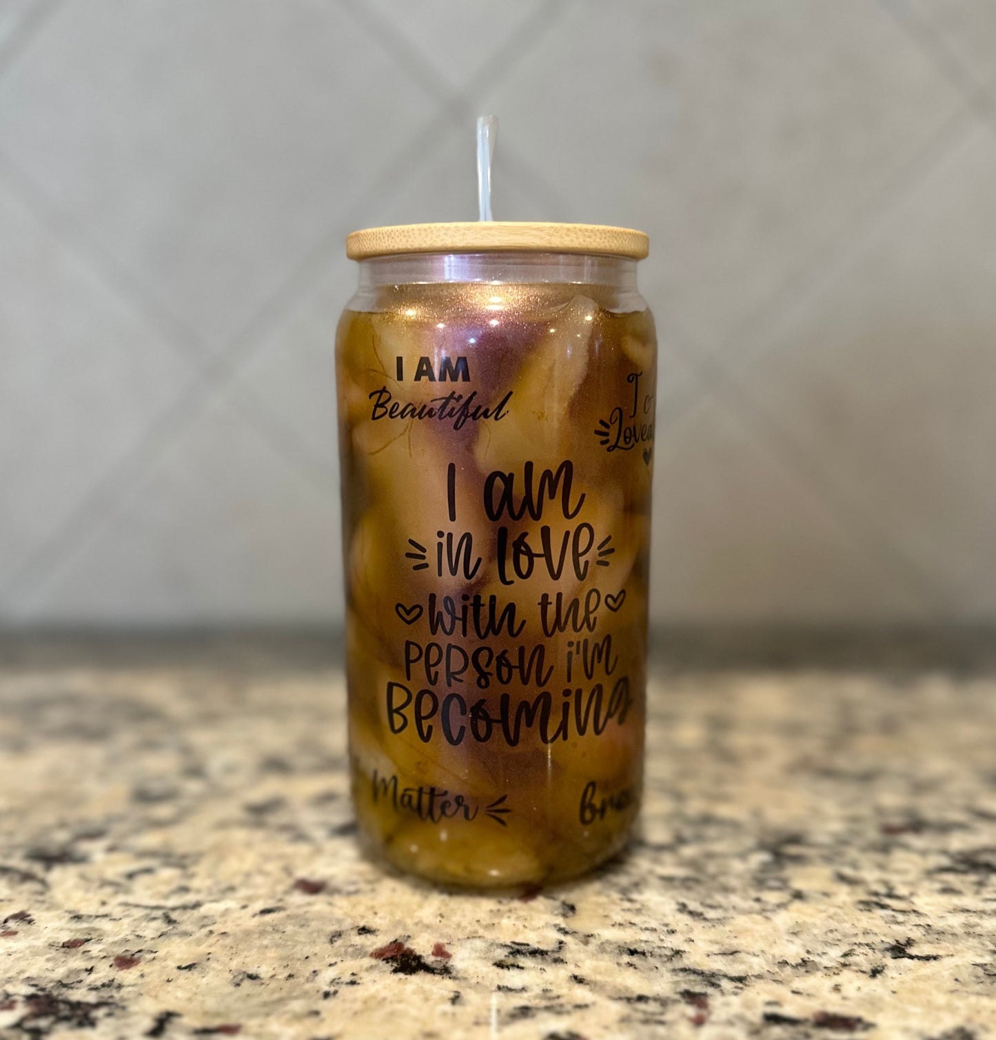 I’m in love with the person I’m becoming…..16 oz Libbey glass can