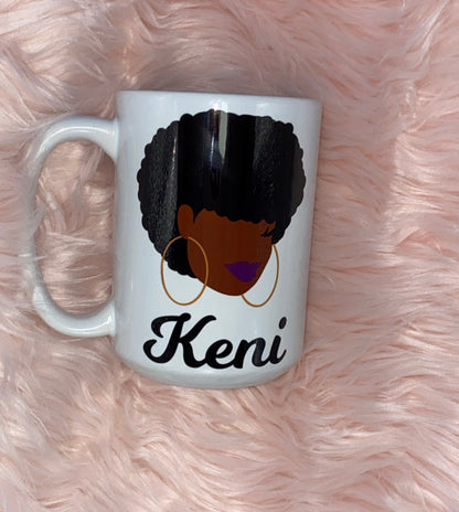 Black Woman with hoops 15 oz mug