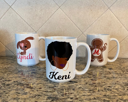 Black Woman with hoops 15 oz mug