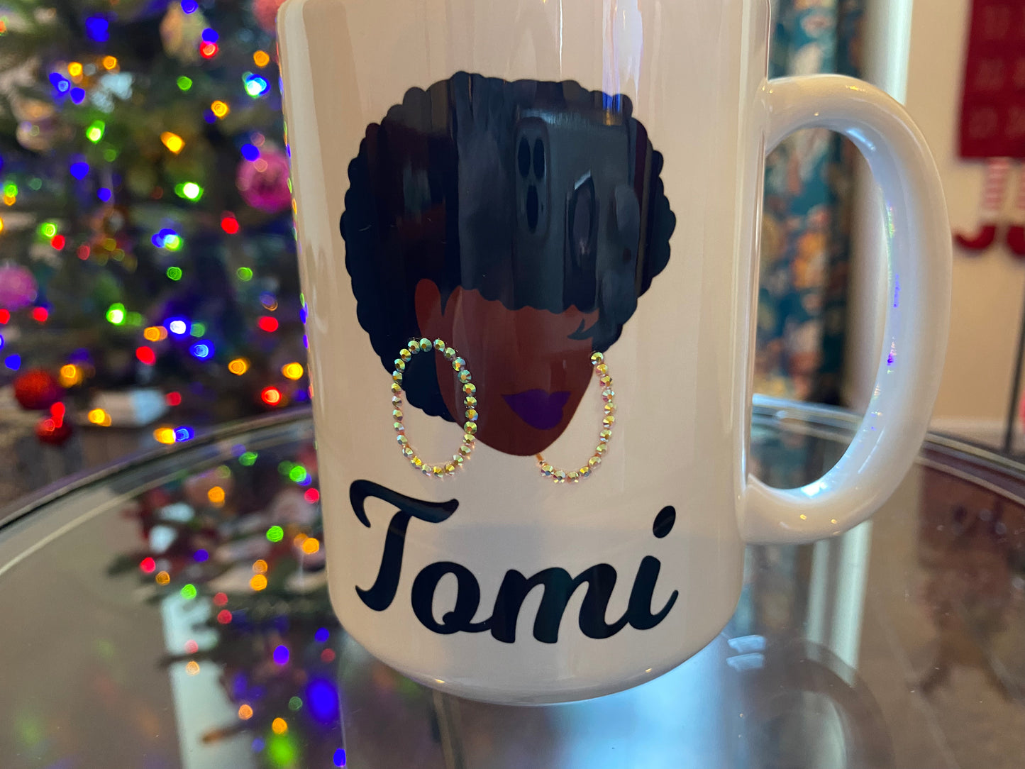 Black Woman with hoops 15 oz mug